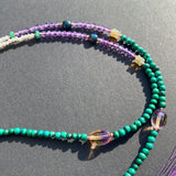 Opal, amethyst, citrine, & malachite tassel necklace