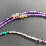 Malachite, amethyst & opal tassel necklace