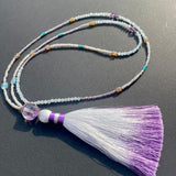 Apatite, opal, amethyst & turquoise tassel necklace