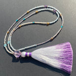 Apatite, opal, amethyst & turquoise tassel necklace