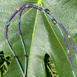 Aquamarine & amethyst silk tassel necklace