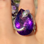 Amethyst & diamond snake ring