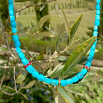 Turquoise & ruby yellow gold necklace