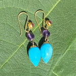 Amethyst, tourmaline & turquoise earrings